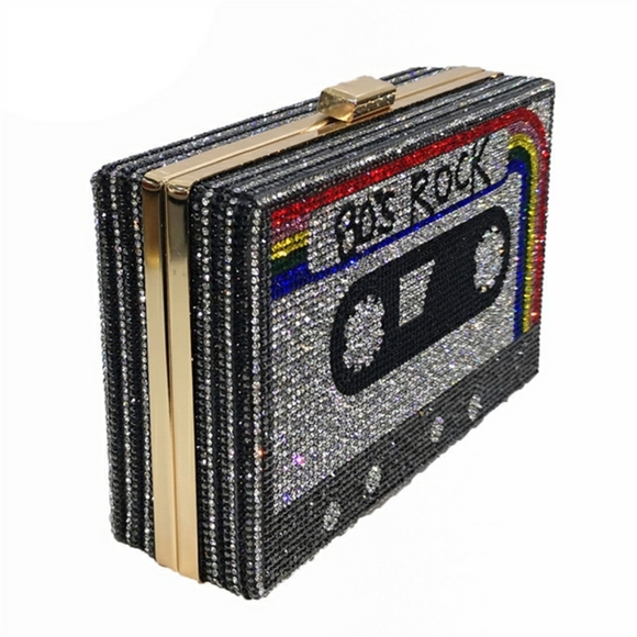 80's Rock Rhinestone Tape Evening Bag - Picture 4 of 4